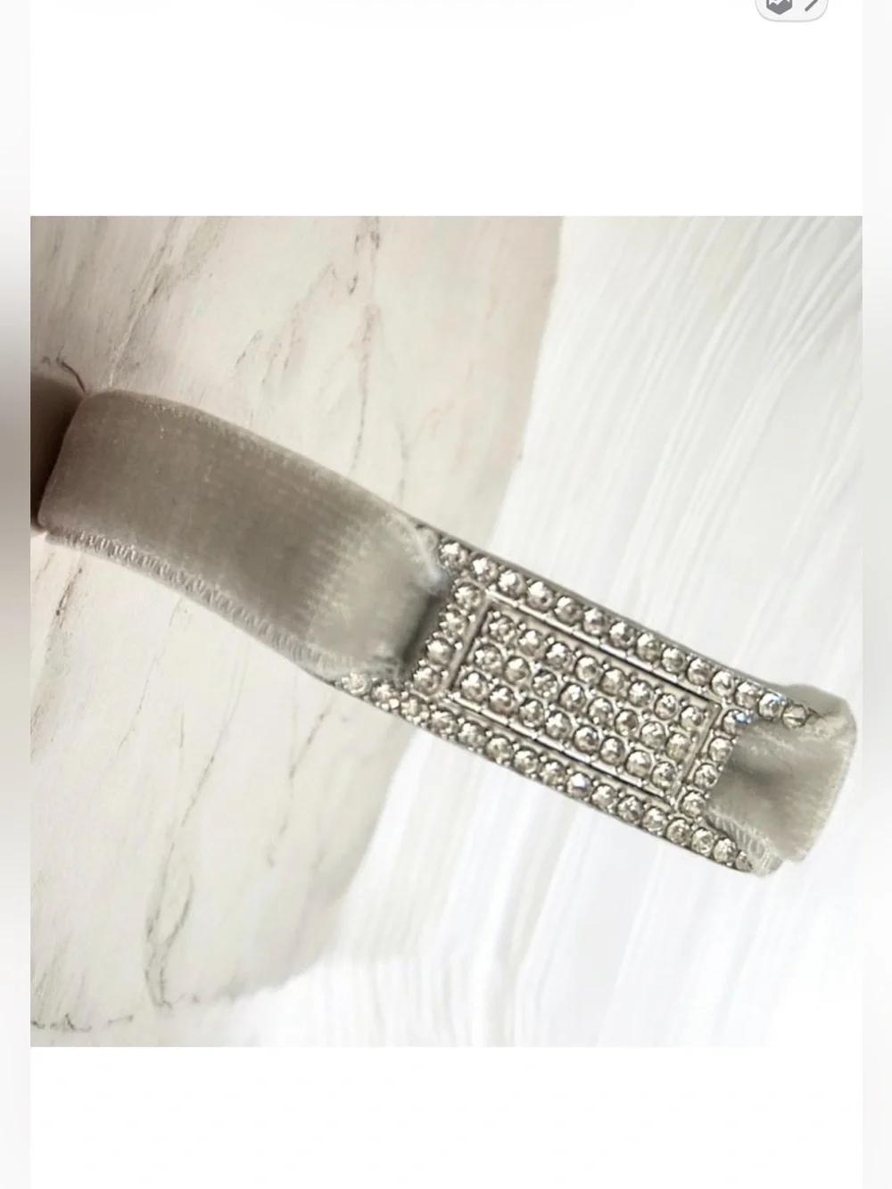 Crystal Embellished Silver Velvet bracelet
